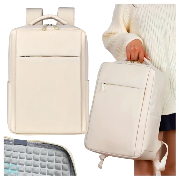 Batoh Alogy UrbanPack Pro™ Business pro notebooky 15-16" – vodotěsný, nárazuvzdorný, s kapsou na láhev a popruhem na zavazadla – béžový