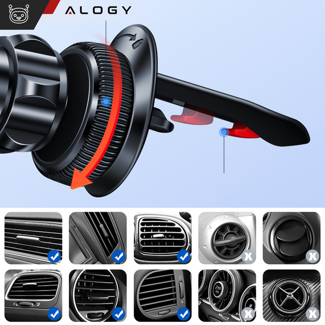 Автотримач MagSafe для iPhone 14 13 12 на решітку Alogy Airvent carholder Black