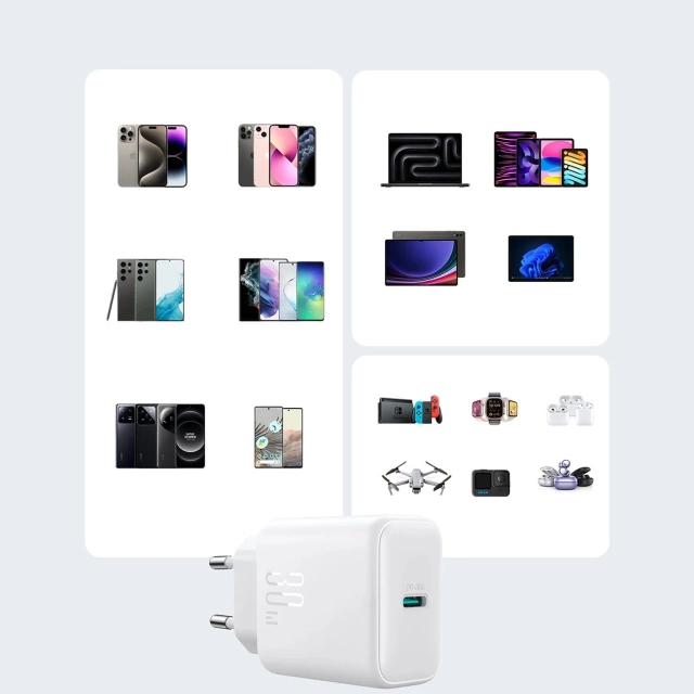 Sieťová nabíjačka Joyroom USB-C PD 30W QC SFC – biely kábel USB-C 1m