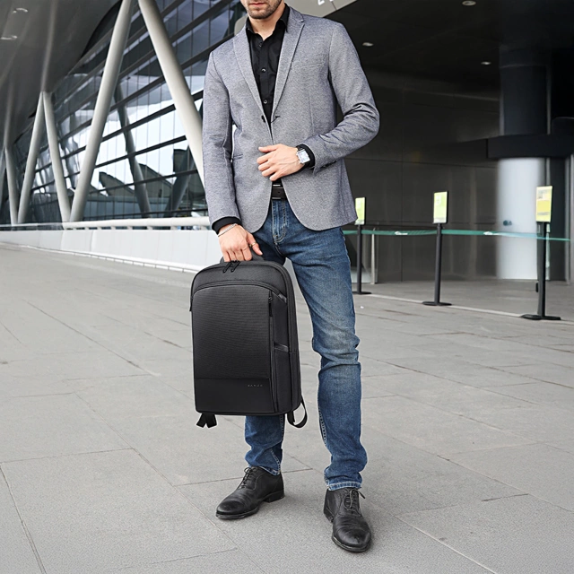 Водонепроникний рюкзак Bange для ноутбука 15.6", city traveler, 45х30х16 см, для роботи, літака, чоловічий, жіночий, з USB портом Чорний