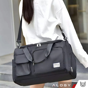 Men's women's sports shoulder bag for the gym for the plane hand luggage 44x26 training black Alogy Black