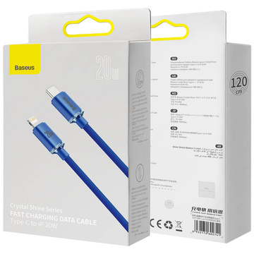 Kabel 1.2m Baseus Crystal Shine USB-C Typ C für Lightning PD 20W Niebieski