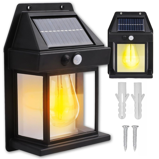 LED solární fasádní nástěnné svítidlo venkovní Žárovka soumrak pohybový senzor vodotěsné nástěnné svítidlo IP65 retro zahradní světlo