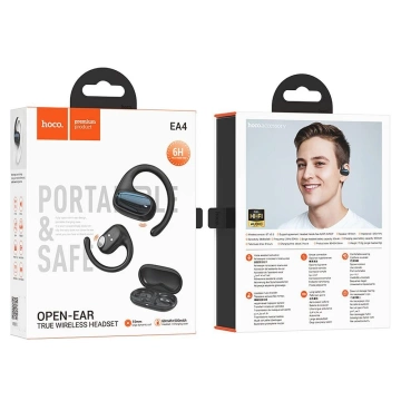 Hoco EA4 TWS Schwarze Bluetooth 5.3-Ohrhörer mit Etui 500 mAh