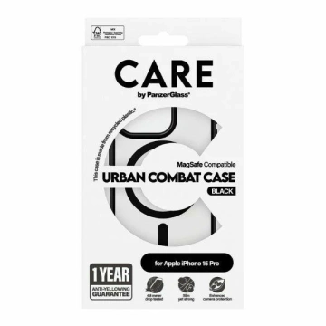 Чохол для iPhone 15 Pro 6.1" CARE від PanzerGlass Urban Combat, MagSafe, чорний