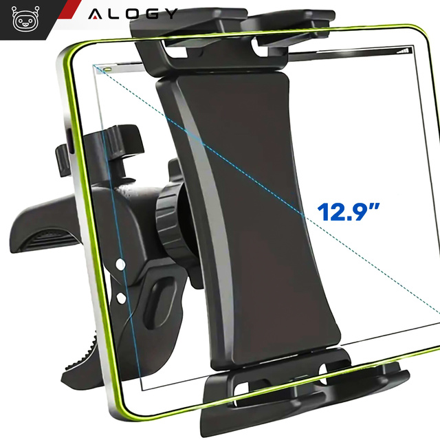 Tablet phone holder 4.7"-12.9" for a bar, tripod, handlebar for a trainer, stationary bike, treadmill, headrest stand Alogy black