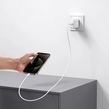 Sieťová nabíjačka Joyroom USB-C PD 30W QC SFC – biely kábel USB-C 1m