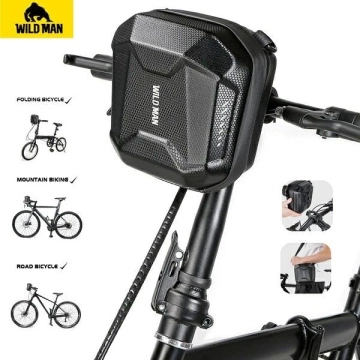 WILDMAN E18 3L Fahrradtasche Schwarz Lenker und Schulter EVA Leder