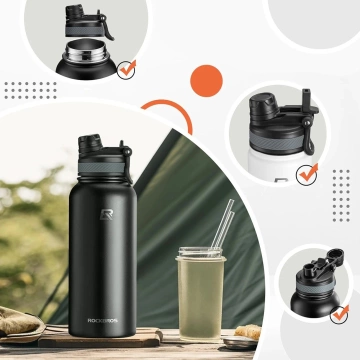 Rockbros 35210029002 cyklistická termofľaša na nápoje 620 ml - čierna