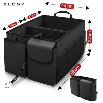 Car trunk organizer storage bag for car large trunk Black XXL Alogy hard cover