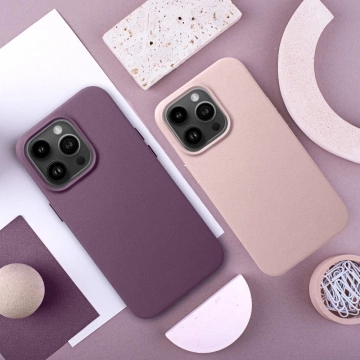 Kožené pouzdro Mag Cover kompatibilní s MagSafe pro Apple iPhone 15 Plus tmavě fialové