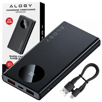 PowerBank Alogy TurboCharge 120W PD PowerDelivery fast charging 10000mAh 2x USB-A 1x USB-C Black