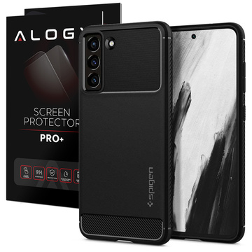 Puzdro pre Samsung Galaxy S21 FE puzdro Spigen Rugged Armor Matte Black Glass