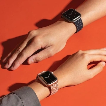 UNIQ Aspen řemínek pro Apple Watch 40/38/41mm Series 4/5/6/7/8/SE/SE2 Splétaný DE růžový/citrusově růžový