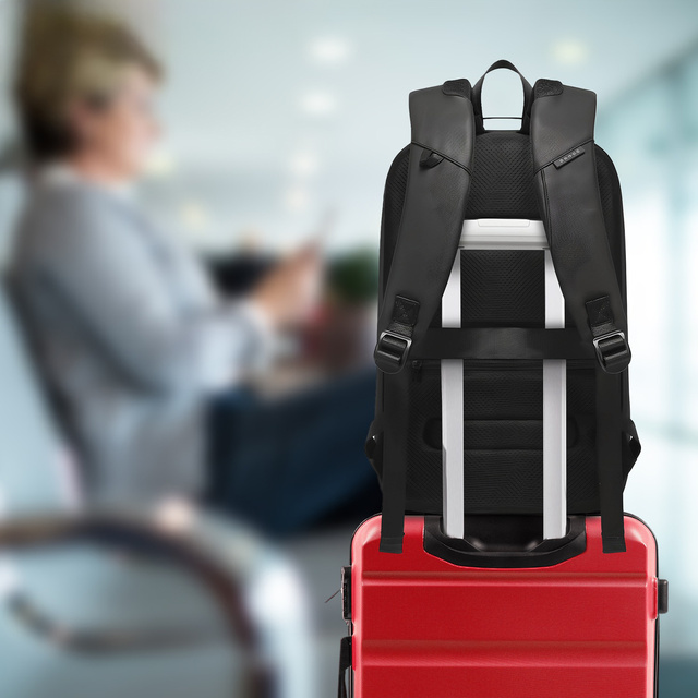 Bange Wasserdichter Rucksack, Laptoptasche, 15,6 Zoll, Reisezubehör, 48 x 30 x 12,5 cm, für Arbeit, Schule, Flugzeug, Herren, Damen, USB und USB-C, Schwarz