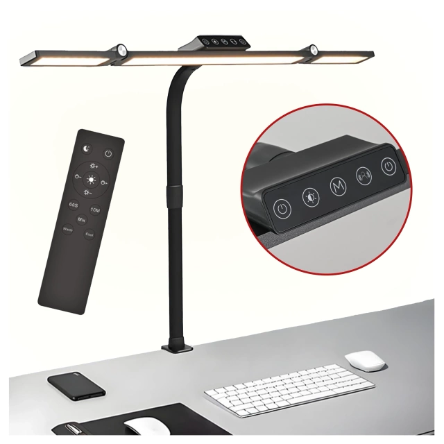 Stolní lampa Alogy DeskPro™ LED se skládacím designem, nastavitelným jasem a plnospektrálním světlem, s držákem na stůl a ochranou očí.