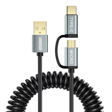 Choetech 2in1 Kabel USB - USB Typ C / Micro USB 1,2m schwarz (XAC-0012-101BK)