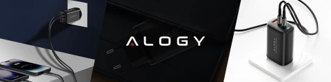Компактний настінний зарядний пристрій Alogy GaNCharge 3 в 1 швидка зарядка GaN3 65W USB-A 30W 2x USB-C 65W Black