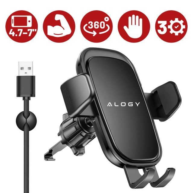 Car phone holder, window, grille, cockpit, dashboard, car, car, for 7" phone Alogy 3in1 Black Organizer