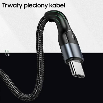 USAMS pletený kábel U55 2A USB-C 1ks pre zostavu U55 zelená