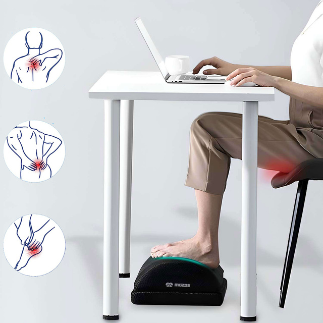 Kancelárska opierka nôh, opierka nôh, nohy, stehná, ergonomická do práce, kancelárie, na voľný čas, Mozos FS5, čierna