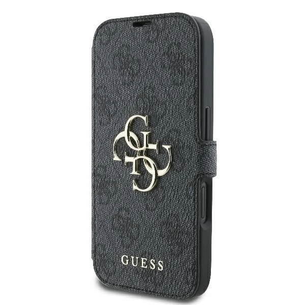 Guess 4G Metal Logo Book Case do iPhone 16 6,1″ – Black