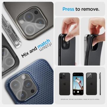 2 x Spigen Optik.TR ”Ez Fit” Camera Protector for iPhone 14 Pro / Pro Max / 15 Pro / Pro Max Crystal Clear