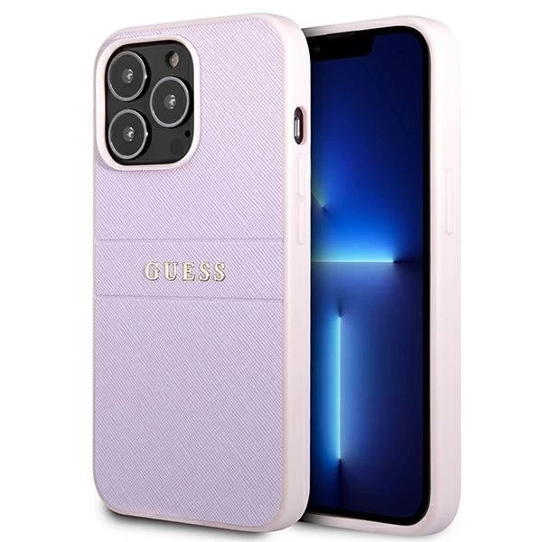 Guess GUHCP13LPSASBPU iPhone 13 Pro / 13 6,1" purpurowy/фіолетовий Saffiano Hot Stamp