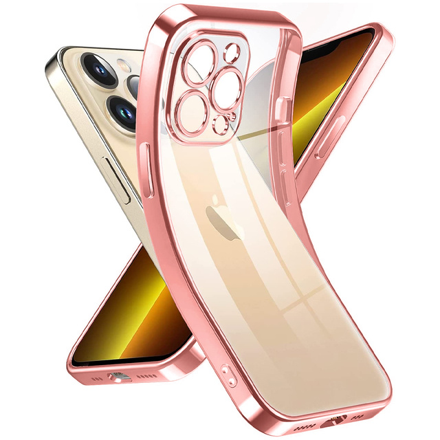 Luxusní pouzdro Alogy TPU s ochranou fotoaparátu pro Apple iPhone 12 Pro růžové a průhledné