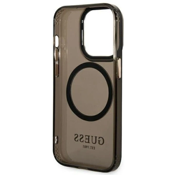 Etui Guess GUHMP14LHTCMK pre Apple iPhone 14 Pro 6,1" čierny/čierny pevný obal Gold Outline Translucent MagSafe