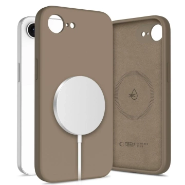 Чохол Etui Tech-Protect Liquid Silicone MagSafe для iPhone 16e шоколадно-коричневого кольору