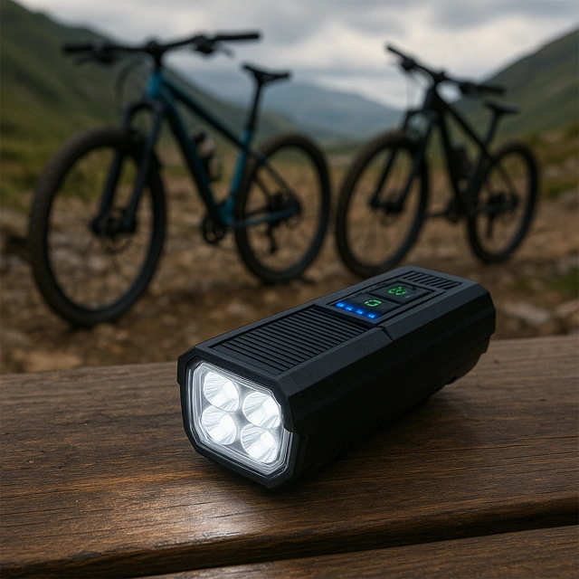 Solárne predné svetlo na bicykel, LED predné svetlo na bicykel so solárnym panelom, super silné osvetlenie 1000LM 4400MAH, vodeodolné svetlo na bicykel, čierne