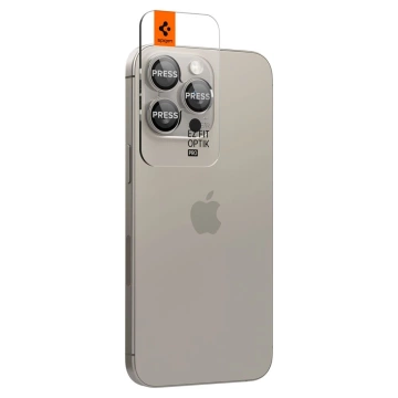 2 x Spigen Optik.TR ”Ez Fit” Camera Protector for iPhone 14 Pro / Pro Max / 15 Pro / Pro Max Natural Titanium