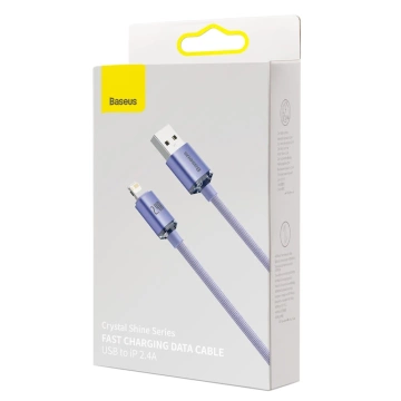 Baseus Crystal Shine Series Kabel USB-Kabel für schnelles Aufladen und Datenübertragung USB Typ A - Lightning 2.4A 2m lila (CAJY000105)