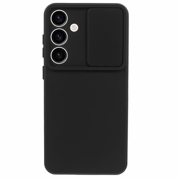 Hülle für Samsung Galaxy S24 Panzergehäuse Schutz Kameraabdeckung Slide Camshield Case Alogy Schwarzes Glas