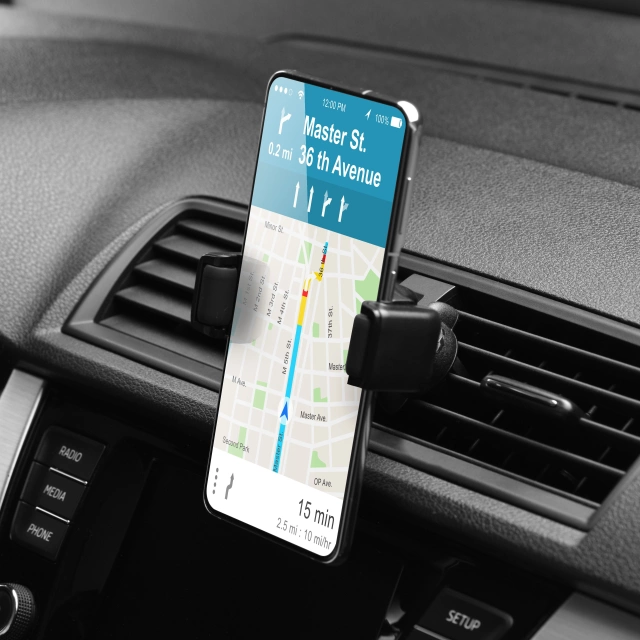 Uchwyt samochodowy FORCELL F-GRIP Carbon H-CF509 do kratki czarny