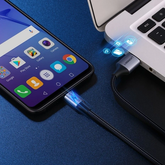 Uzelený kábel USB - micro USB 1m sivý (60146)