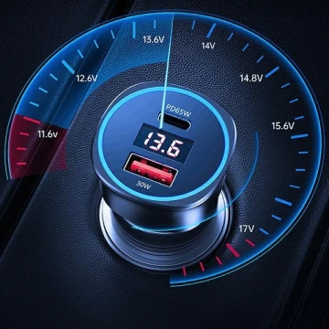 USAMS Autoladegerät 1xUSB 1xUSB-C C26 95W (nur Kopf) Fast Charge schwarz/schwarz CC146TC01 (US-CC146)