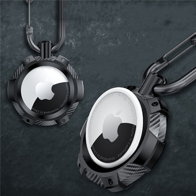 TpuCarbon puzdro kľúčenka s karabínkou pre Apple AirTag Black