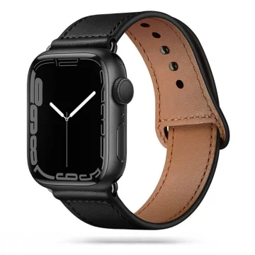 Tech-protect leatherfit apple watch 4 / 5 / 6 / 7 / 8 / se / ultra (42 / 44 / 45 / 49 мм) чорний