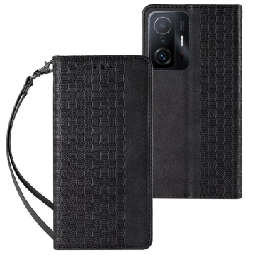 Puzdro s magnetickým popruhom Case pre Xiaomi Redmi Note 11 Pro Pouch Wallet Mini Lanyard Pendant Black