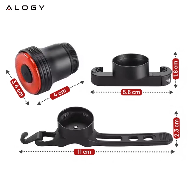 Задній ліхтар велосипедний для задньої частини велосипеда LED освітлення задній ліхтар червоний алюміній водонепроникний IPX4 50lm Alogy