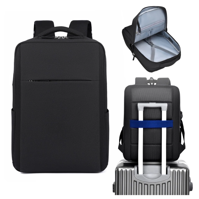 Ruksak Alogy UrbanPack Pro™ pre notebooky 15-16" – vodotesný, nárazuvzdorný, s vreckom na fľašu a popruhom na batožinu – čierny