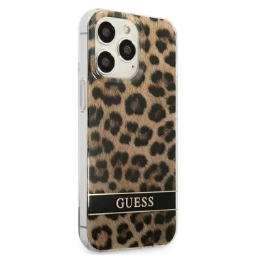 Guess GUHCP13LHSLEOW iPhone 13 Pro / 13 6,1" brązový/hnedý pevný obal Leopard
