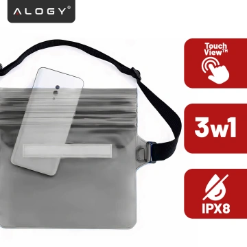 Waterproof case waist bag phone case water resistant 21.5x23.5cm Alogy Waterproof Black