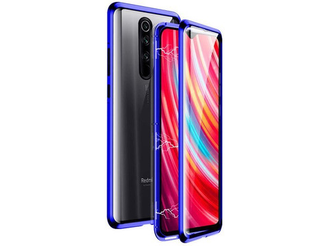 Etui magnetyczne szklane Dr.Fit dwustronne do Redmi Note 8 Pro Niebieskie