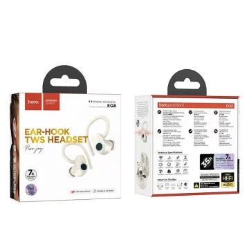 HOCO TWS EQ8 Bezprzewodowe Słuchawki Bluetooth – Białe z Etui Ładującym
