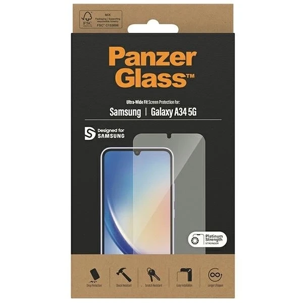 Загартоване скло для Samsung Galaxy A34 5G PanzerGlass Ultra-Wide Fit EasyAligner