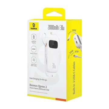 Powerbank Baseus QPow 2 20000mAh 30W 2xUSB-C (білий)
