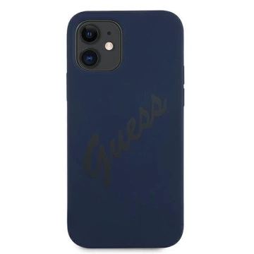 Guess GUHCP12SLSVSBL iPhone 12 mini 5,4" černý/modrý pevný obal Script Vintage